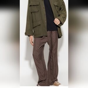 Theory Large Floral Patterned Trousers Brown Silky